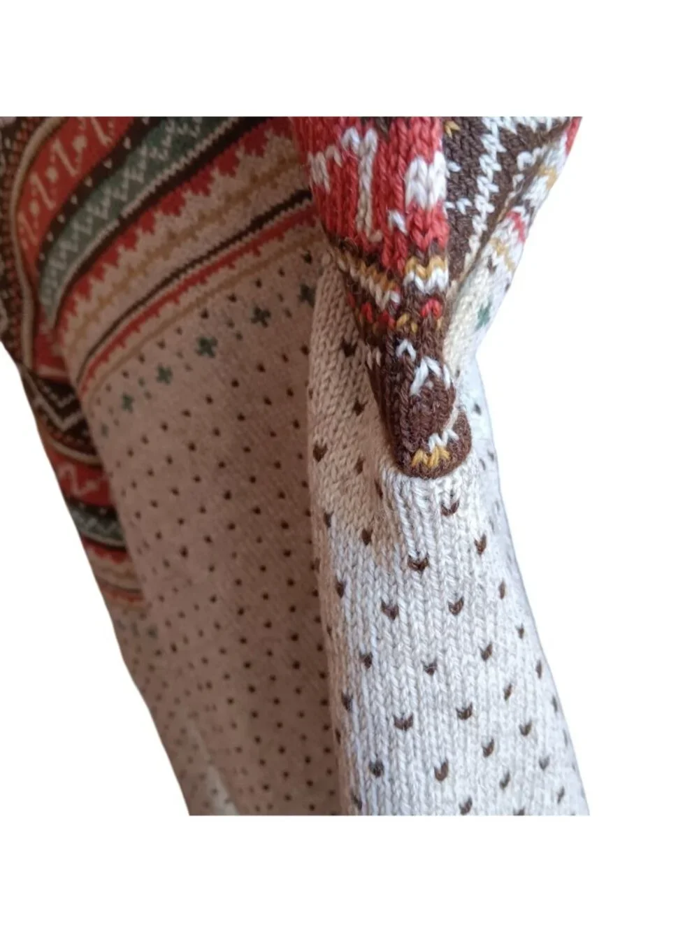 Vintage Medium Cardigan Sweater 1950's Nordic Fair Isle Wool Norwegian Knit